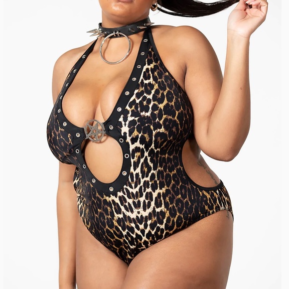 Killstar Other - Killstar She's Wild Plus Size Monokini Leopard Swimsuit 3XL NWT!